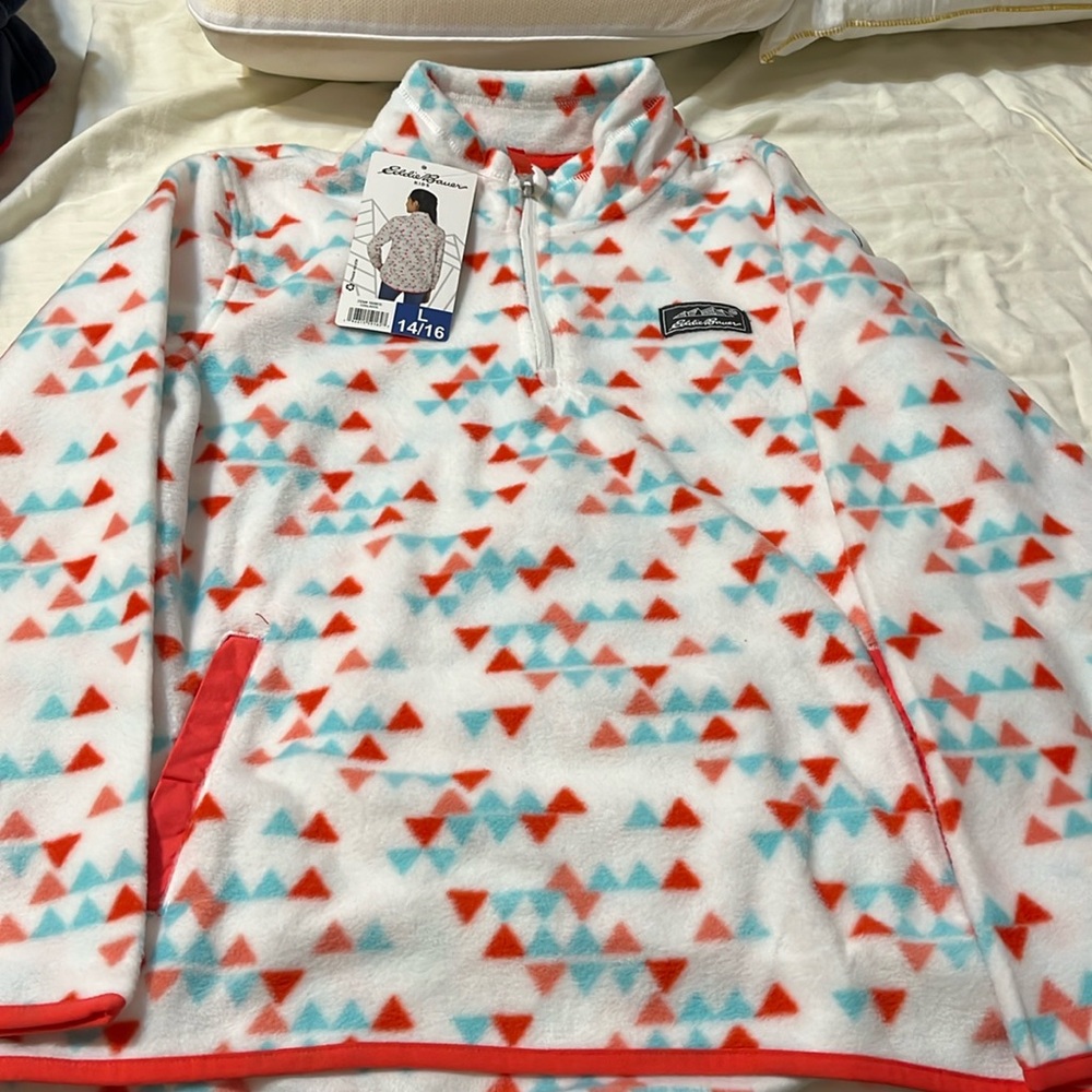 Eddie Bauer Girls pullover fleece size large 14/26 new you tag